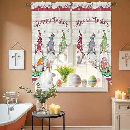 Swag Curtain, Happy Easter Gnomes by Chees+D+Zone