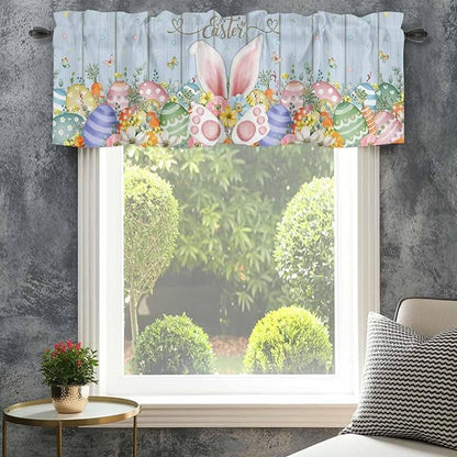 Easter Curtain Valances for Windows, Kitchen Valance Window Treatment, Spring - Image 4