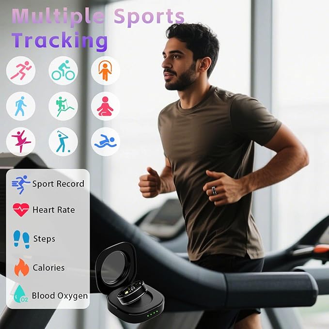 Smart Ring for Men Women – Fitness Tracker Ring with Sleep Monitoring, Heart Rate, SpO2, Blood Pressure, Step & Calorie Counter, No Subscription Fee, iOS & Android Compatible (Black, 14)