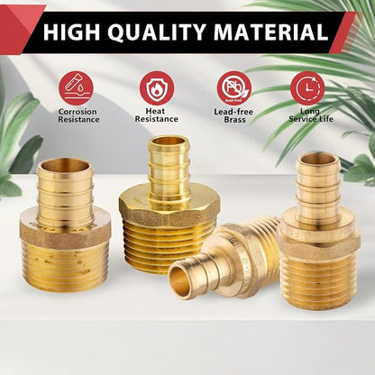 10-Pack EFIELD Barb Crimp Pex 3/4 Inch x 3/4 Inch NPT Male Adapter NPT Brass - Image 6