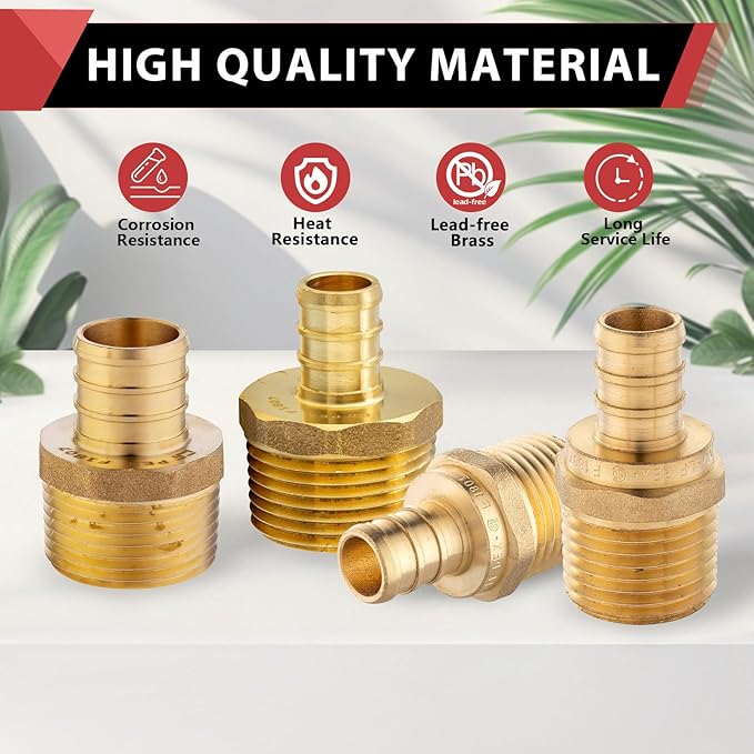 EFIELD Pex 1/2 Inch x 1/2 Inch Male NPT Adapter Brass Crimp Fittings - Image 6