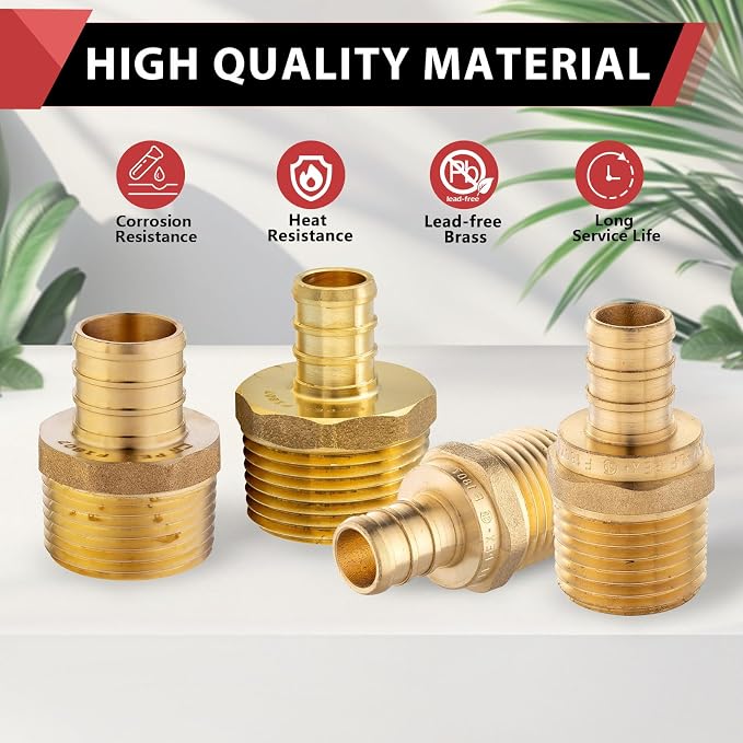EFIELD Barb Crimp Pex 3/4 Inch x 3/4 Inch NPT Male Adapter Brass Fitting - Image 6