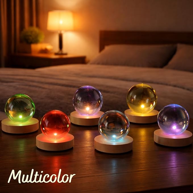 Herihues Personalized 3D Photo Crystal Ball, Custom Engraved Picture Lamp with Wood Base, Night Light for Dog Lovers, Dog Memorial Gifts, Loss of Pet Sympathy Gift Night Light, Custom Photo Portrait