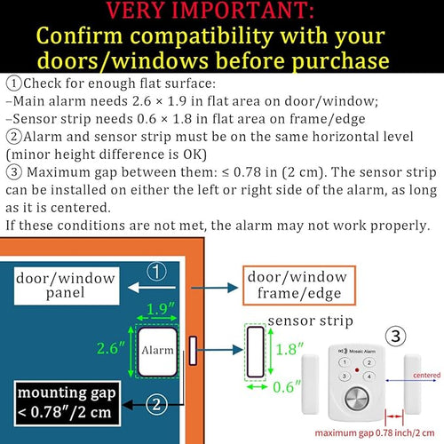 3 Pack Door Alarms with Delay When Left Open 130db Window Break Sliding Siren Vibration Detect Sensor for Home, Apartment Security. Keypad Intruder Burglar Entry Alert. Pool Alarm for Kids Safety
