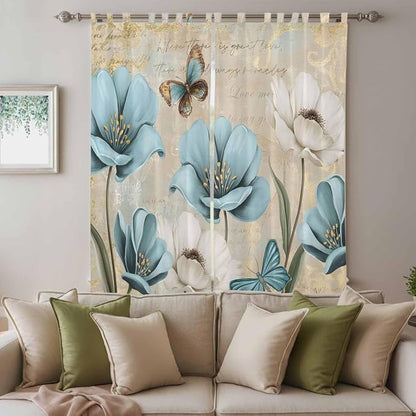 Spring Flowers Living Room Curtains 84 Inch Length, Window Curtains Tab Top - Image 3