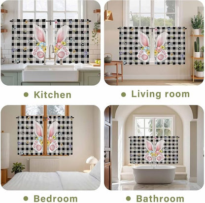 Easter Kitchen Curtains 45 Inch Long 2 Panel Set, Rod Pocket Window Treatment - Image 8