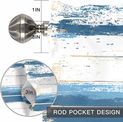 Vintage Blue Valances for Windows, 1 Panel - Image 8