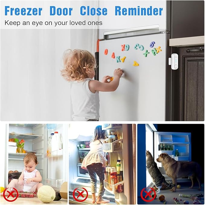 DAYTECH Refrigerator Door Alarm Freezer Door Left Open Alarm with Delay 1/2/3/4 mins Window Door Ajar Alert Fridge Alert 0 to 120 dB for Freezer Home Store Business Office 3 Sets White