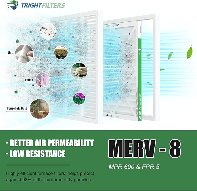 24x24x1 Air Filter 6 Pack, Durable MERV 8 Pleated Home HVAC AC Furnace Filters - Image 4