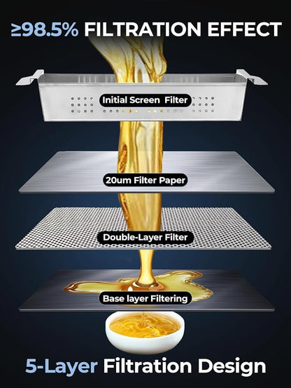 Mobile Fryer Oil Filter Machine, 55L/14.5GAL Fryer Filter Machine, Stainless - Image 3