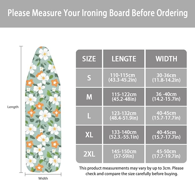 ZCFYGDX Ironing Board Cover Easy Install with Elastic Edge 3 Bottom Nylon Buckle Straps Breathable Ironing Decor Suitable for Wide Ironing Board House Decor Parrot Palm Leaf Print Size-L