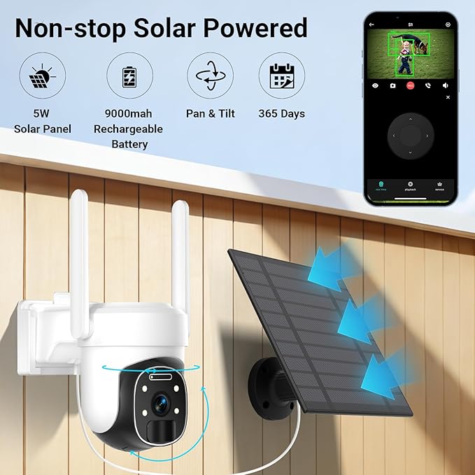 HUEVUE 4G LTE Cellular Security Camera Outdoor, 2K No WiFi Solar Camera Outdoor Wireless Color Night Vision, Cellular Cameras for Security 360° Viewing, PIR Motion Sensor for Farm/RV Update