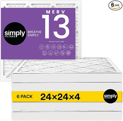 Simply 24x24x4 Air Filter, MERV 13, 6 Pack, Furnace Air Filter by SimplyFilters