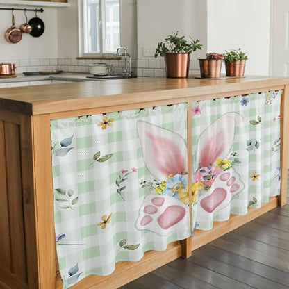 Easter Kitchen Tier Curtains 36 Inch Long 2 Panel Set, Rod Pocket Half Window - Image 7