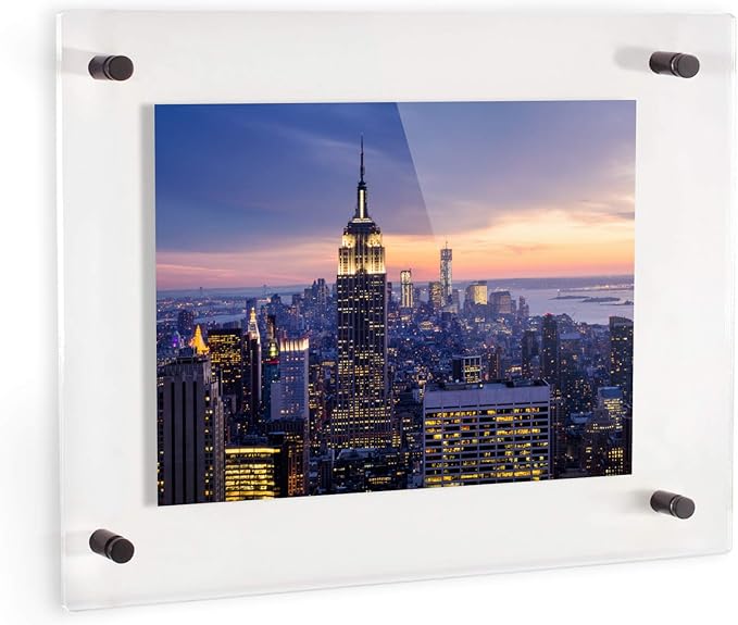 ArtToFrames 20x27 Inch Double Panel Floating Acrylic Picture Frame (Full Frame is 24x31) comes with Black Standoff Hardware, Made in the USA, 2 Pack