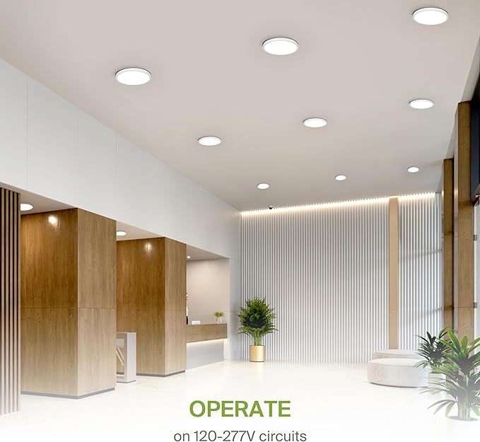 ASD LED 24" Round Flush Mount Ceiling Light Fixture, Low Profile Surface Lighting | 5CCT, Dimmable, Ultra-Thin, ETL Listed | 38W 2700LM 2700-6000K 100-277V | Kitchen, Bedroom, Hallway Lamp | White
