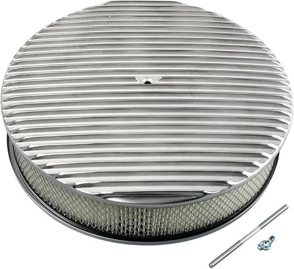 14 x 3 Inch Round Polished Air Cleaner Kit Fully Finned Top by TBAPFS