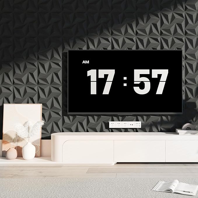 Art3d 3D Wall Panels 20 Pack, 11.8" x 11.8" (19 Sq.ft) PVC Wall Panels, Glue Up Wall Decor for Living Room, Bedroom, Office, Black