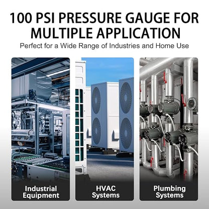0-100 Psi 2-inch Pressure Gauge, Glycerin Filled, 1/4" NPT Lower Mount - Image 8