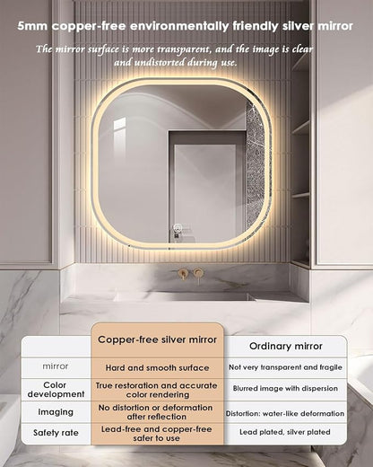 JSLJDM 500X500 mm Illuminated Backlit LED Bathroom Mirror, Wall Mounted - Image 4
