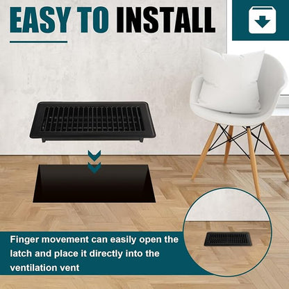 VOISEN Floor Register 4x10, 10 Pack Black Floor Register Vents, Heavy Duty - Image 7
