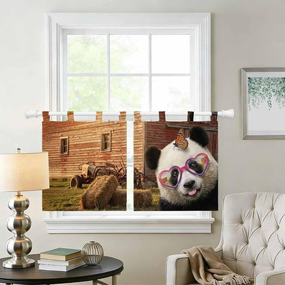 Farm Panda Kitchen Curtains 36 Inch Length, Small Window Curtains Tab Top - Image 2