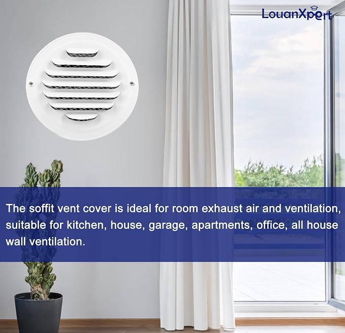 6 Inch White Soffit Vent Covers, LouanXpert Stainless Steel Round Air Vent - Image 4