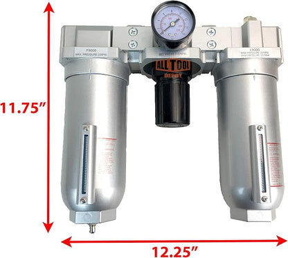 3/4" NPT SUPER DUTY Compressed Air In Line Filter Regulator Lubricator Oiler - Image 2