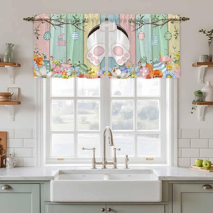 Easter Kitchen Tier Curtains 36 Inch Long 2 Panel Set, Rod Pocket Half Window - Image 3