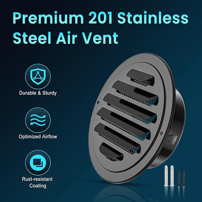 HG Power 4 Inch Black Stainless Steel Soffit Vent Cover - Image 5