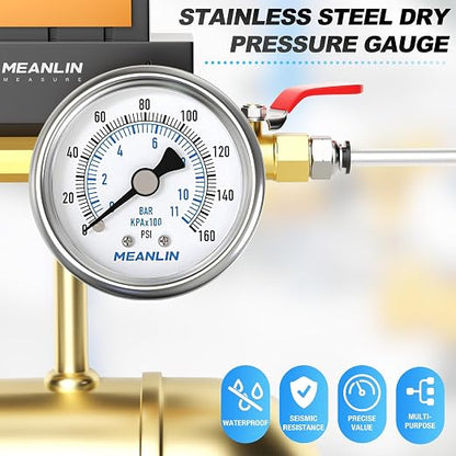 MEANLIN MEASURE 0~160Psi Dry Pressure Gauge Stainless Steel 1/8" NPT 2" FACE - Image 7