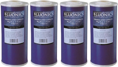 Bluonics Carbon Replacement Water Filters 4pcs GAC Granulated 4.5" x 10" by BLUONICS