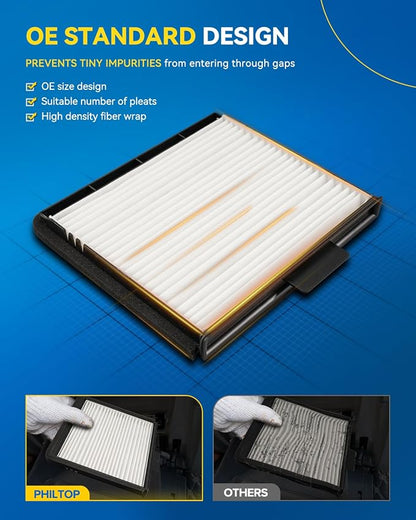 PHILTOP Cabin Air Filter w/Activated Carbon, Compatible - Image 2