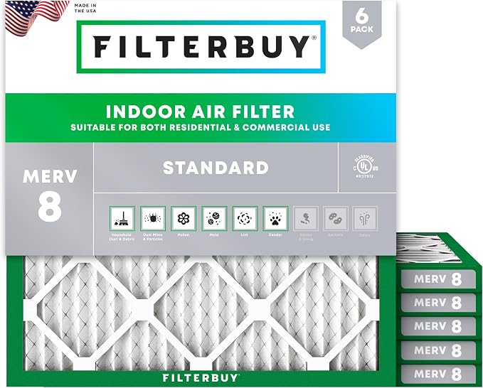 Filterbuy 19x19x1 Air Filter MERV 8 Essential Dust & Allergy Defense, by Filterbuy
