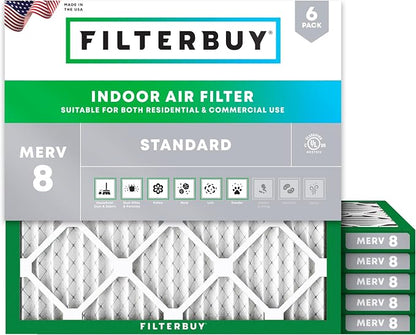 Filterbuy 19x19x1 Air Filter MERV 8 Essential Dust & Allergy Defense, by Filterbuy