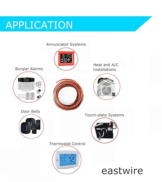 EASTWIRE 18/8 250ft Thermostat Wire, Solid Copper Wire, 18 Gauge 8 Conductors, ETL Listed CL2 Power Limited Circuit Cable for Indoor/Outdoor Low Voltage Applications Use,Brown (18/8, 250ft)