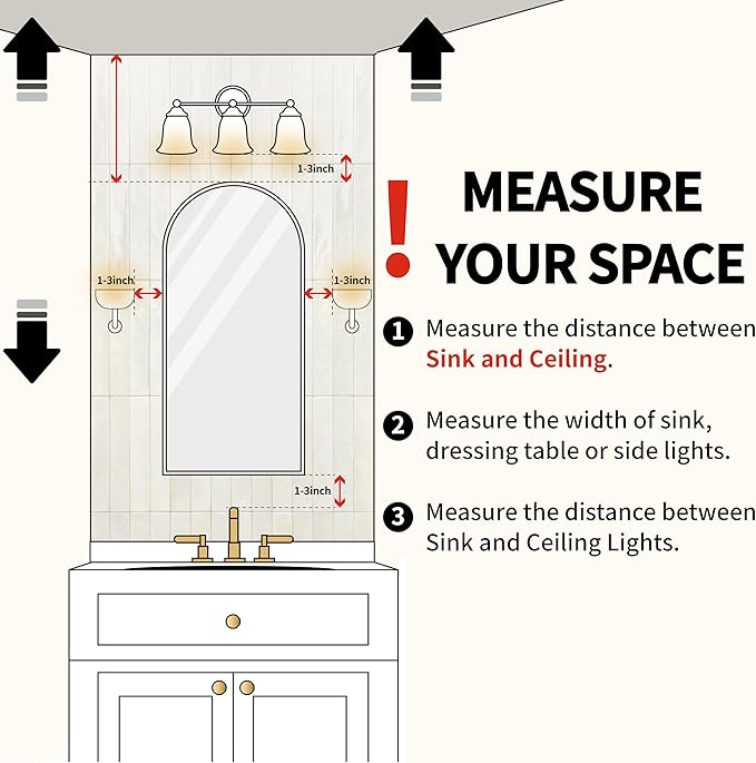Gold Medicine Cabinet with Mirror,Bathroom Arched Medicine Cabinet Wall Mounted,Modern Vanity Mirror with Storage,Bathroom Storage Cabinet with Adjustable Shelves,Not Recessed,24x36 Inch