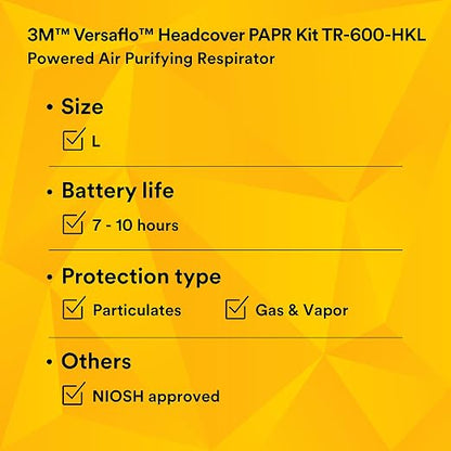 3M PAPR Respirator, Versaflo Powered Air Purifying Respirator Kit, TR-600-HKL - Image 8