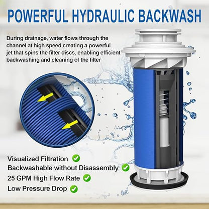 40 Micron Disc Spin Down Sediment Filter, Reusable ＆ Anti-Clog Whole House - Image 7