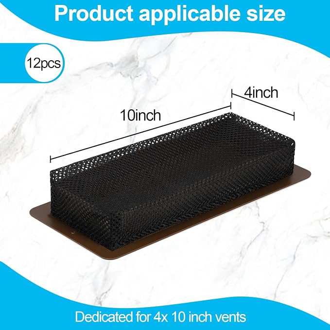 12 PCS Floor Register Traps 4 x 10 Inch Air Vent Filter Mesh Catcher Black Vent - Image 2