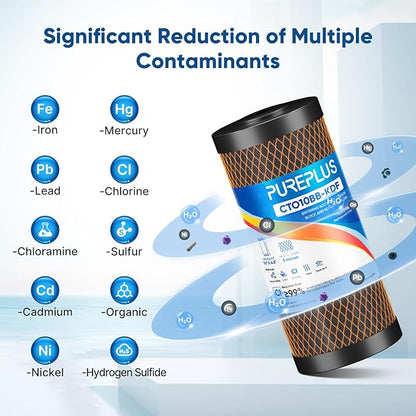 PUREPLUS 5 Micron 10" x 4.5" Whole House Coconut Shell Activated Carbon and KDF - Image 4