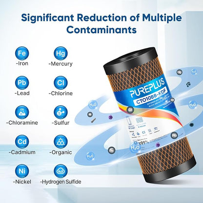 PUREPLUS 5 Micron 10" x 4.5" Whole House Coconut Shell Activated Carbon and KDF - Image 4