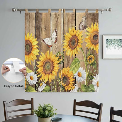 Farmhouse Sunflowers Bedroom Curtains 72 Inch Length, Window Curtains Tab Top - Image 4