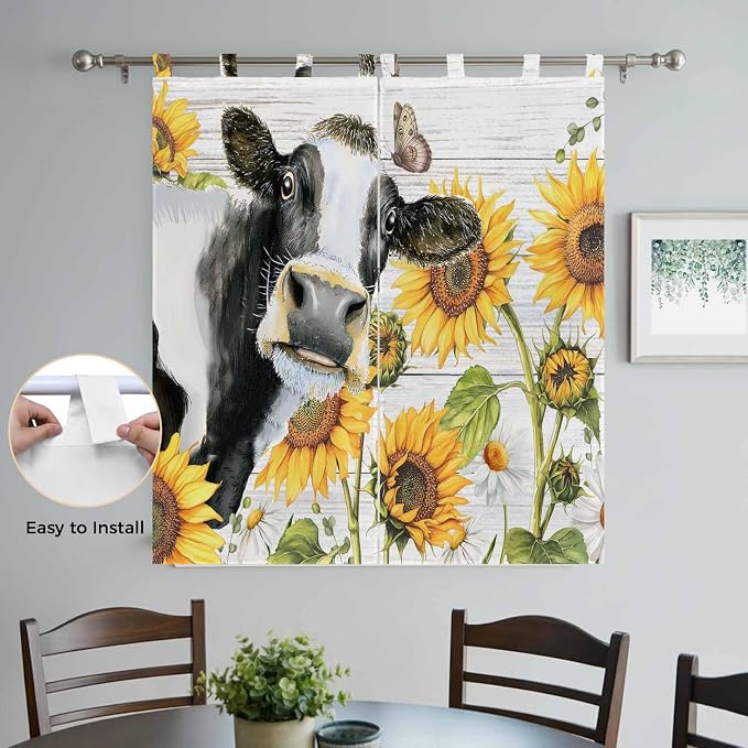 Retro Farmhouse Floral Living Room Curtains 84 Inch Length, Window Curtains Tab - Image 4