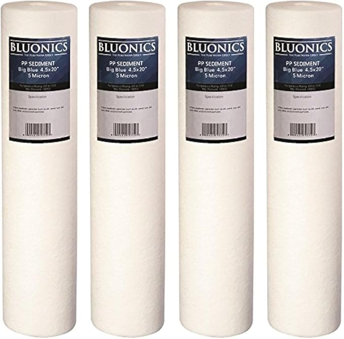 Bluonics Sediment Replacement Water Filters 4pcs 4.5" x 20" Whole House by BLUONICS