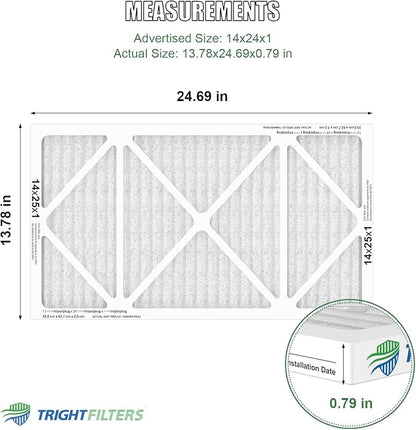 14x25x1 Air Filter 4 Pack, MERV 8 Pleated Dust Defense Air Filters Replacement - Image 2