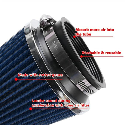 Clamp-On Cold Air Intake Filter, High Performance, Washable Filter, Replacement - Image 4