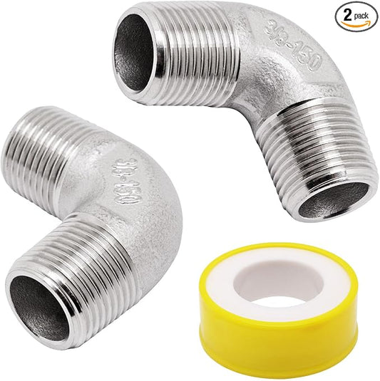 3/8" x 3/8" NPT 90 Degree Elbow 304 Stainless Steel Pipe Fittings Male Threaded by SSYDIEN