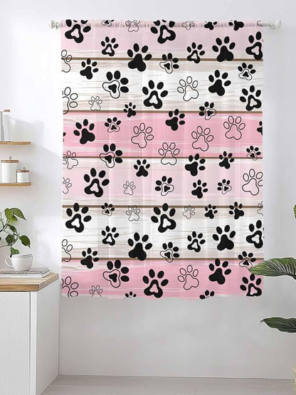 Sheer Curtains 72 Inches Long, Vintage Farmhouse Country Wooden Grain Privacy - Image 2