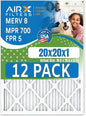 20x20x1 Air Filter MERV 8 Rating, 12 Pack of Furnace Filters Comparable to MPR by AIRXFILTERSWICKEDCLEANAIR